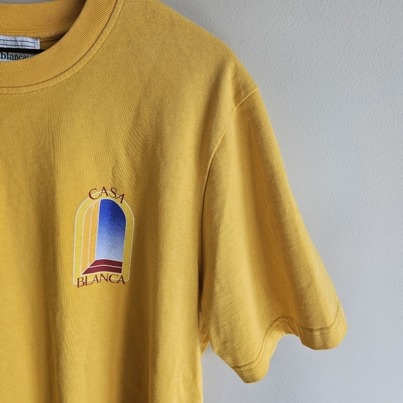 Casablanca Tennis Club L'Arche De Jour Short Sleeve T-Shirt in Citrus - Picture 4 of 9